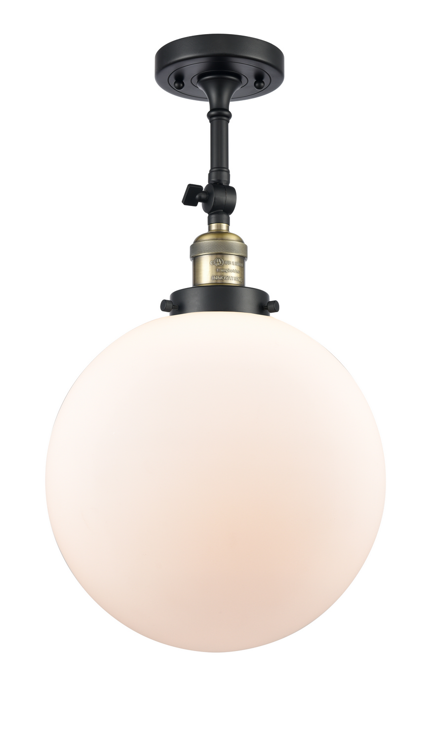 One Light Semi-Flush Mount by Innovations - Franklin Restoration Collection, Black Antique Brass Finish - 201F-BAB-G201-12
