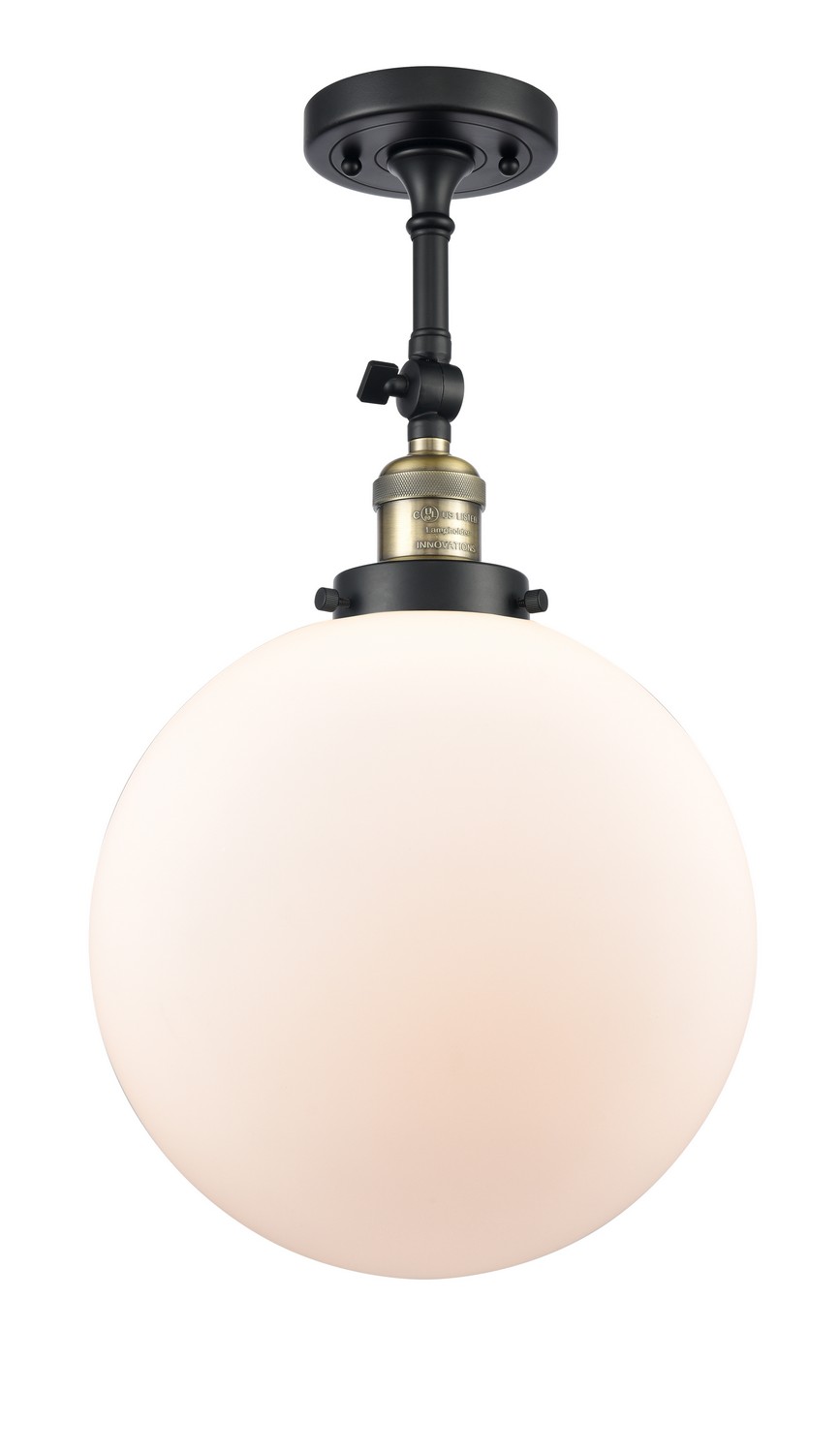 LED Semi-Flush Mount by Innovations - Franklin Restoration Collection, Black Antique Brass Finish - 201F-BAB-G201-12-LED