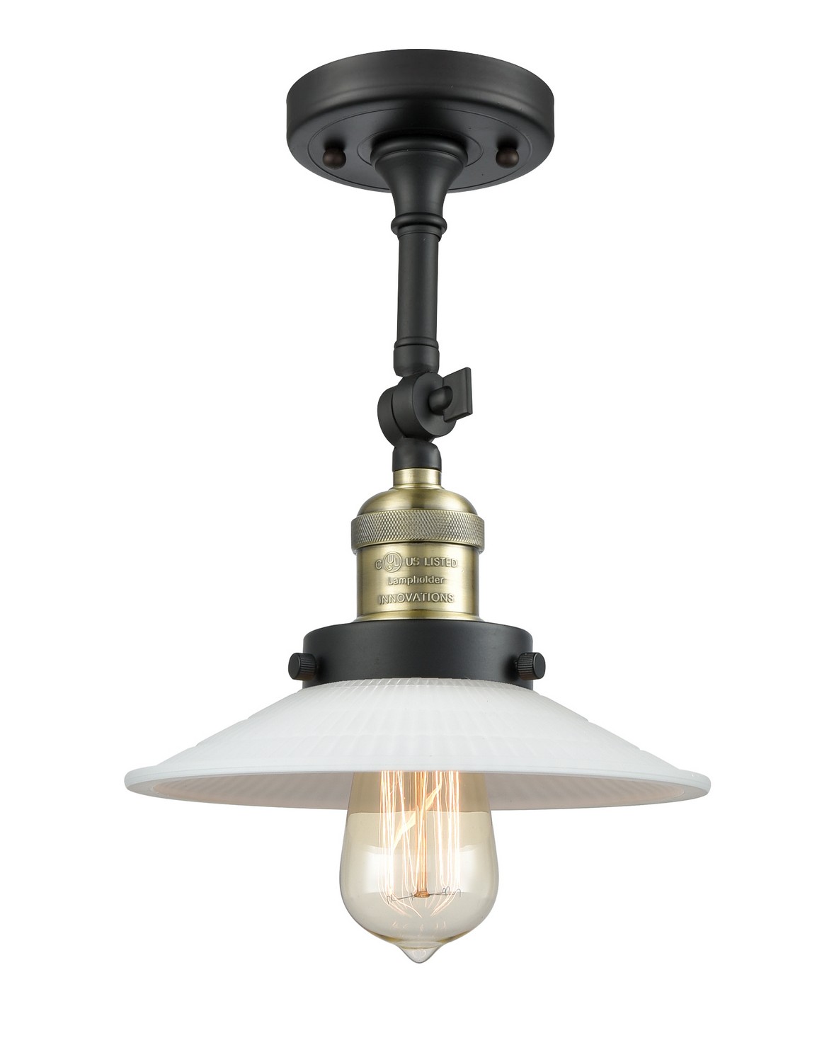 LED Semi-Flush Mount by Innovations - Franklin Restoration Collection, Black Antique Brass Finish - 201F-BAB-G1-LED
