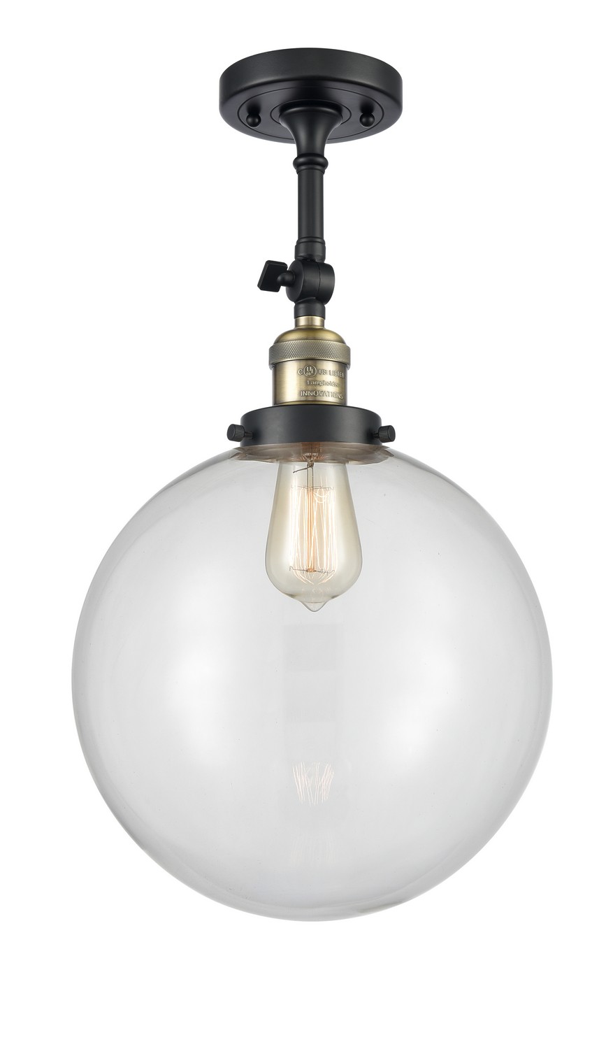 LED Semi-Flush Mount by Innovations - Franklin Restoration Collection, Black Antique Brass Finish - 201F-BAB-G202-12-LED