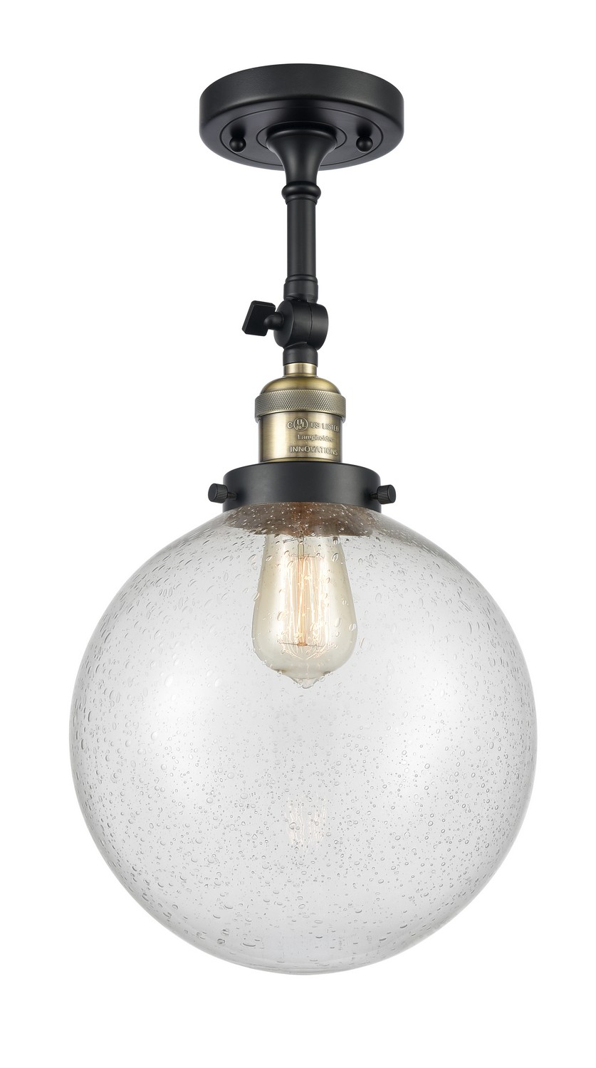 LED Semi-Flush Mount by Innovations - Franklin Restoration Collection, Black Antique Brass Finish - 201F-BAB-G204-10-LED