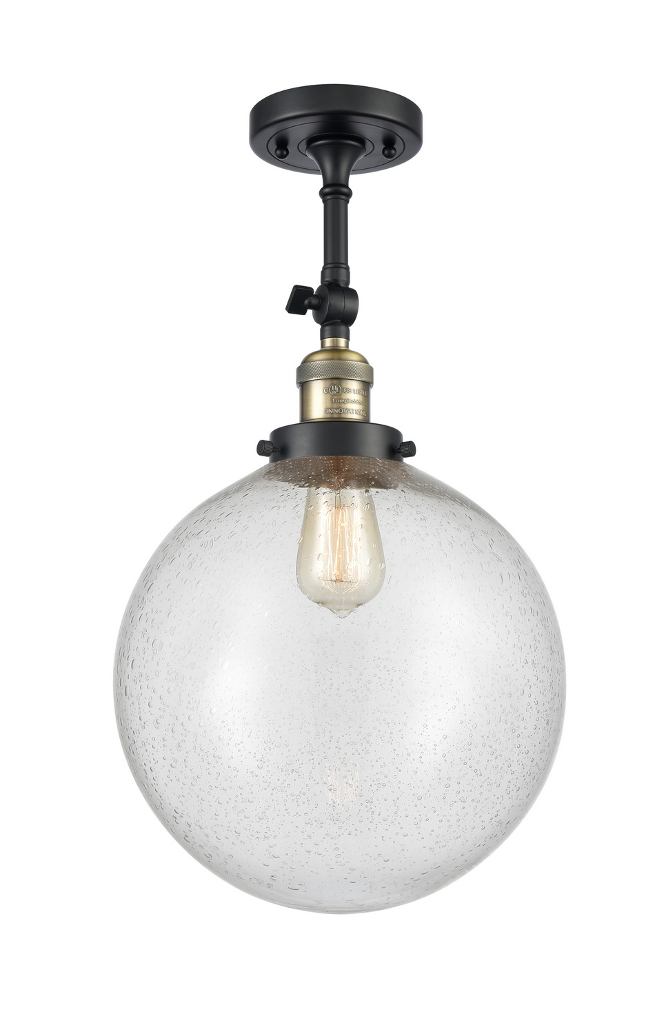 One Light Semi-Flush Mount by Innovations - Franklin Restoration Collection, Black Antique Brass Finish - 201F-BAB-G204-12