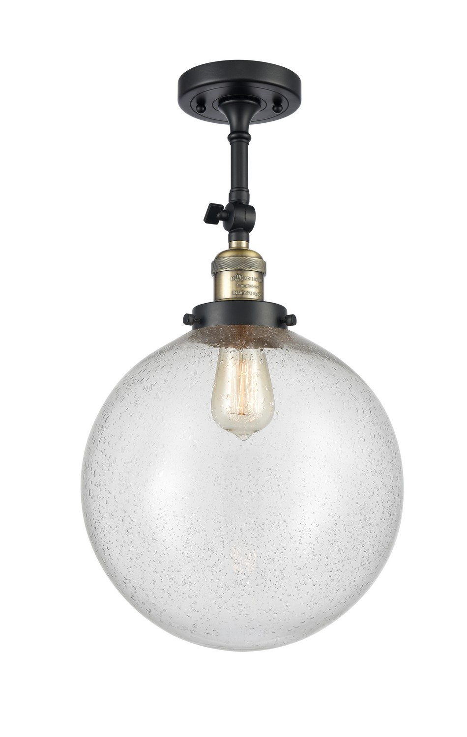 LED Semi-Flush Mount by Innovations - Franklin Restoration Collection, Black Antique Brass Finish - 201F-BAB-G204-12-LED