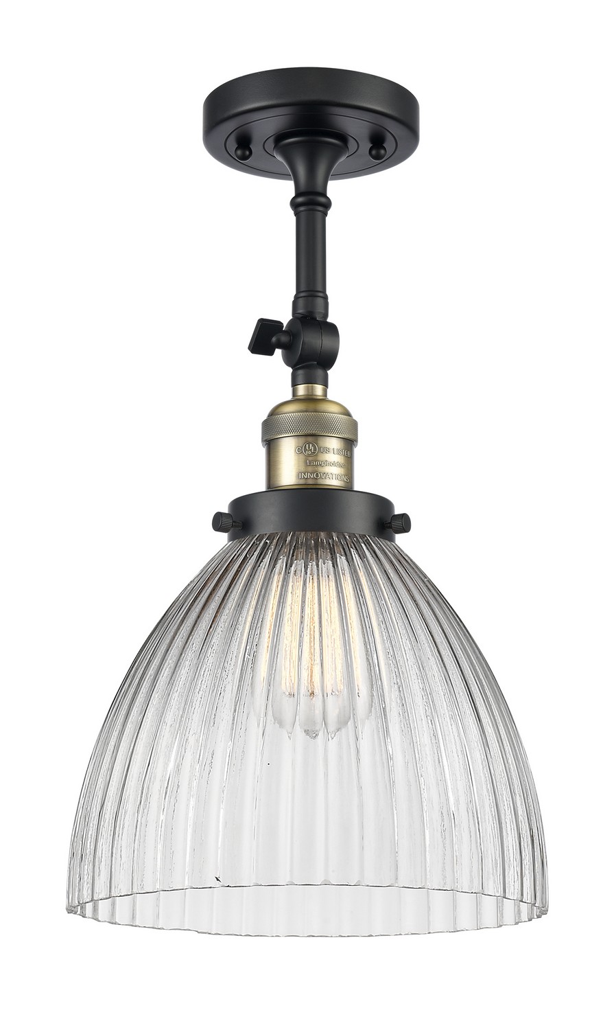 LED Semi-Flush Mount by Innovations - Franklin Restoration Collection, Black Antique Brass Finish - 201F-BAB-G222-LED