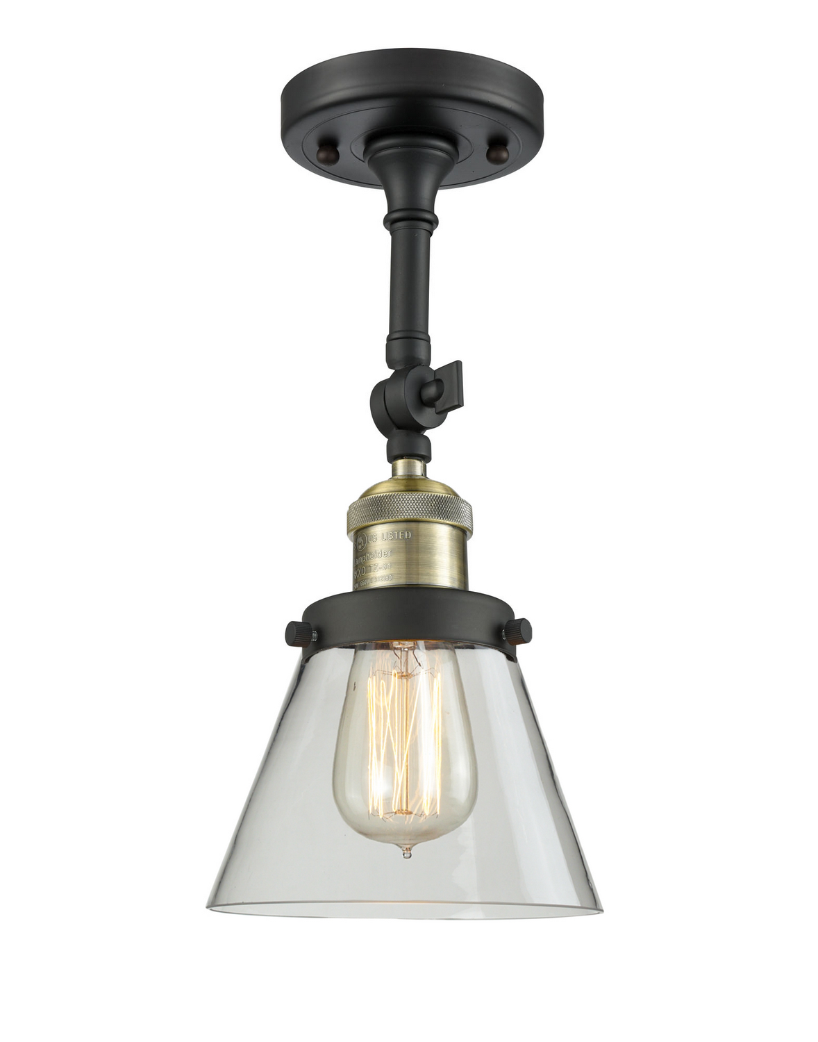 LED Semi-Flush Mount by Innovations - Franklin Restoration Collection, Black Antique Brass Finish - 201F-BAB-G62-LED