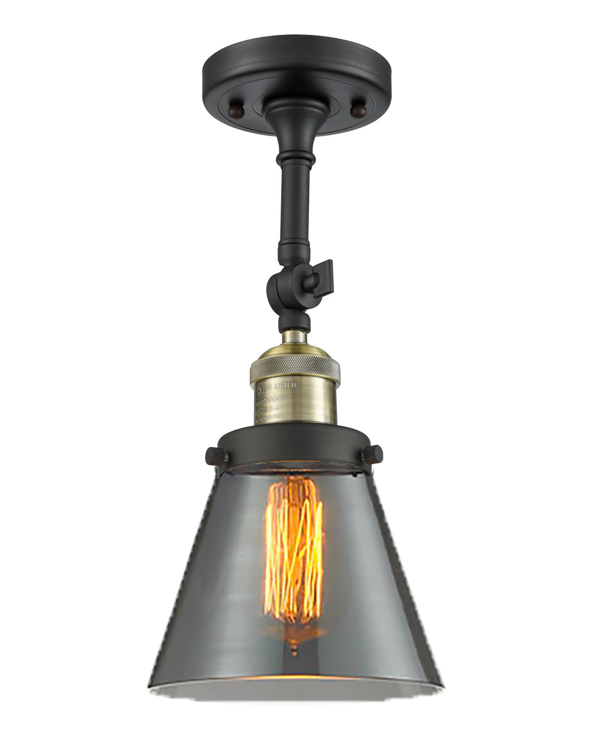 LED Semi-Flush Mount by Innovations - Franklin Restoration Collection, Black Antique Brass Finish - 201F-BAB-G63-LED