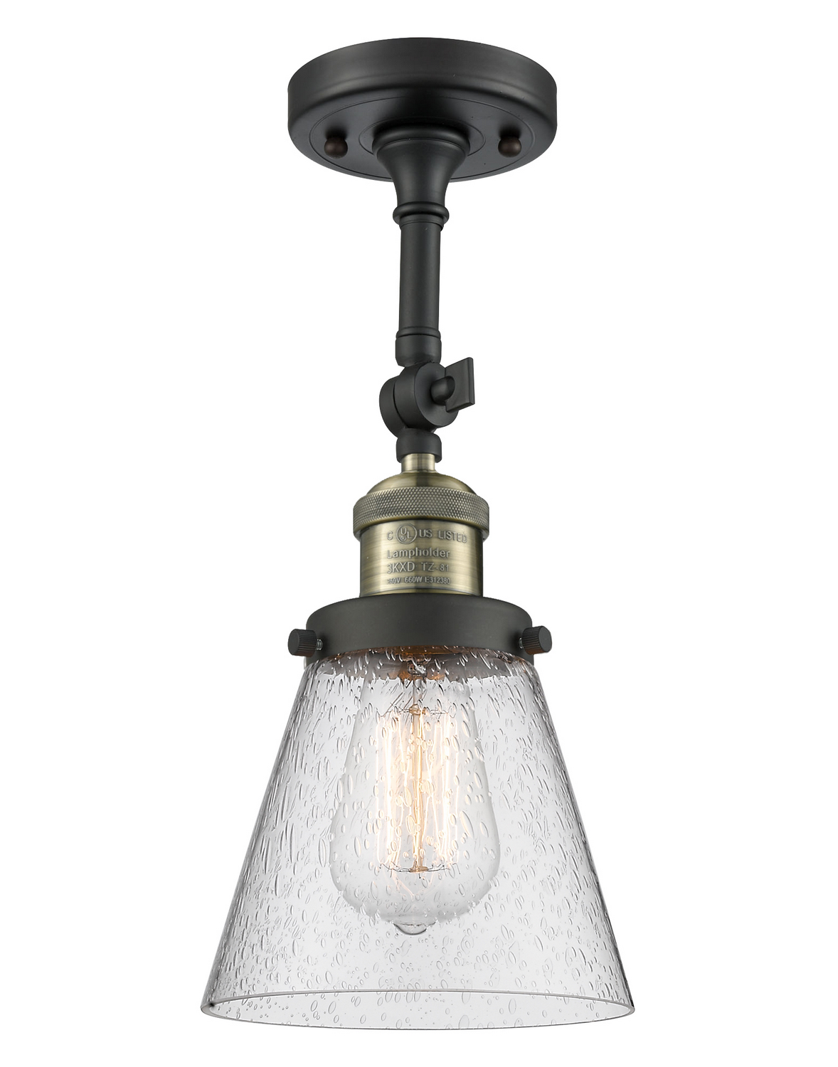 One Light Semi-Flush Mount by Innovations - Franklin Restoration Collection, Black Antique Brass Finish - 201F-BAB-G64