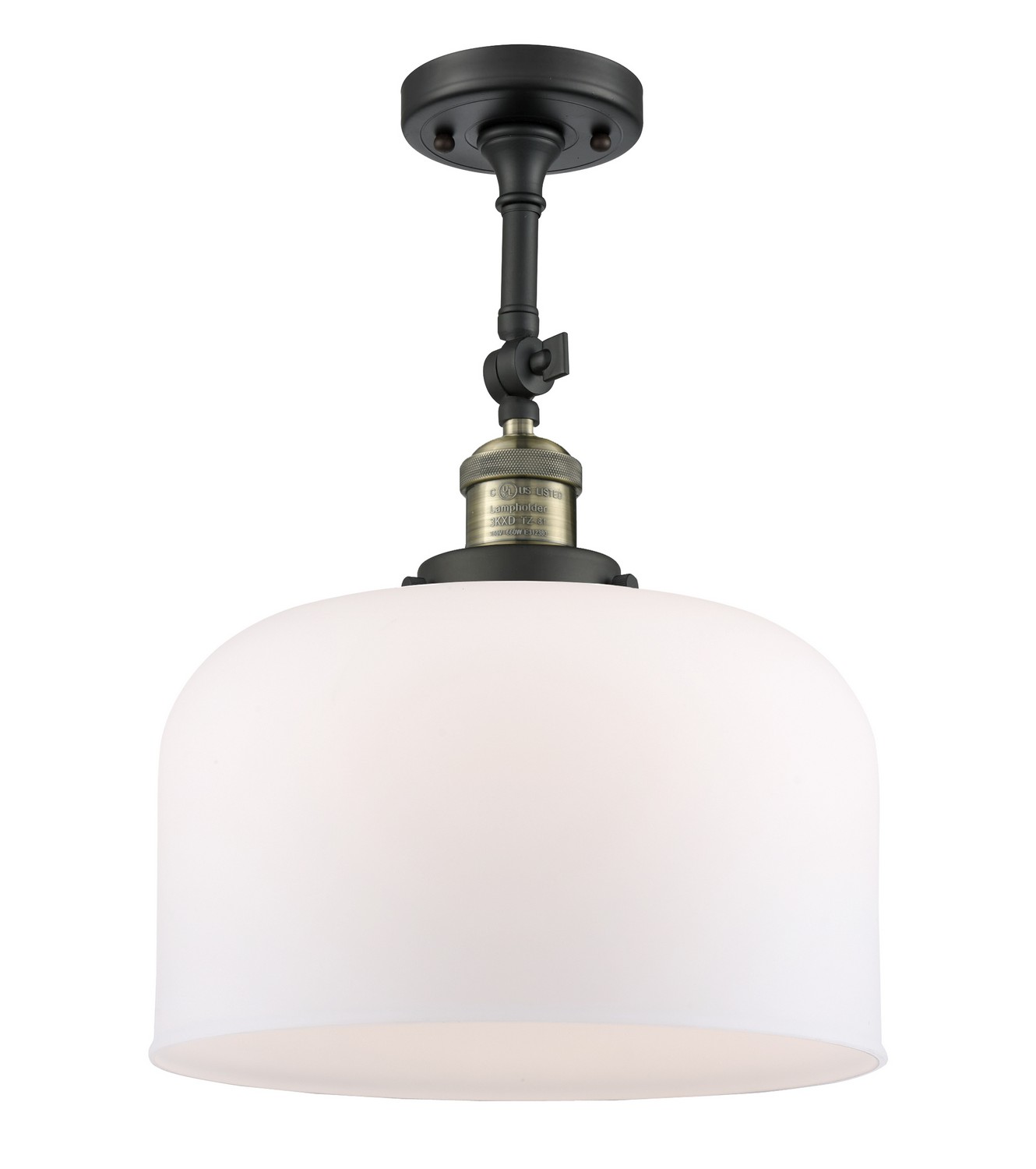 LED Semi-Flush Mount by Innovations - Franklin Restoration Collection, Black Antique Brass Finish - 201F-BAB-G71-L-LED