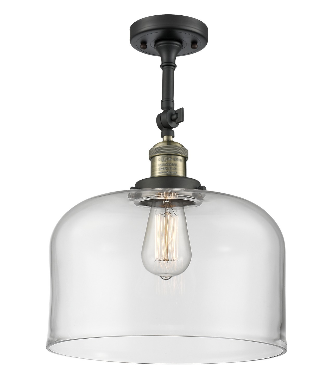 LED Semi-Flush Mount by Innovations - Franklin Restoration Collection, Black Antique Brass Finish - 201F-BAB-G72-L-LED