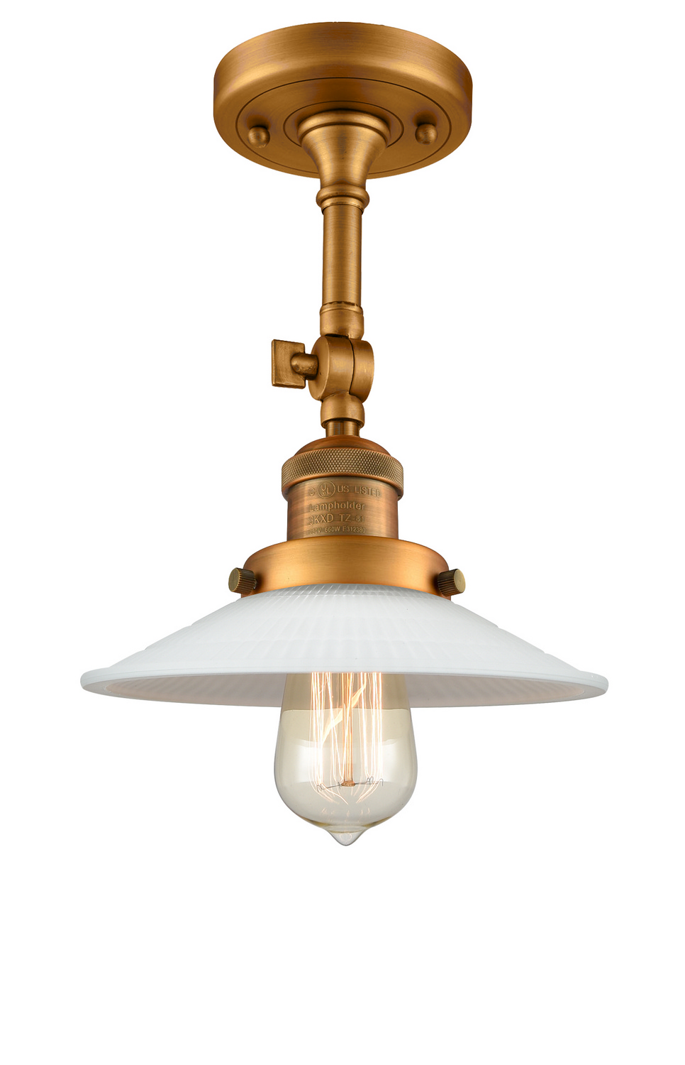 One Light Semi-Flush Mount by Innovations - Franklin Restoration Collection, Brushed Brass Finish - 201F-BB-G1