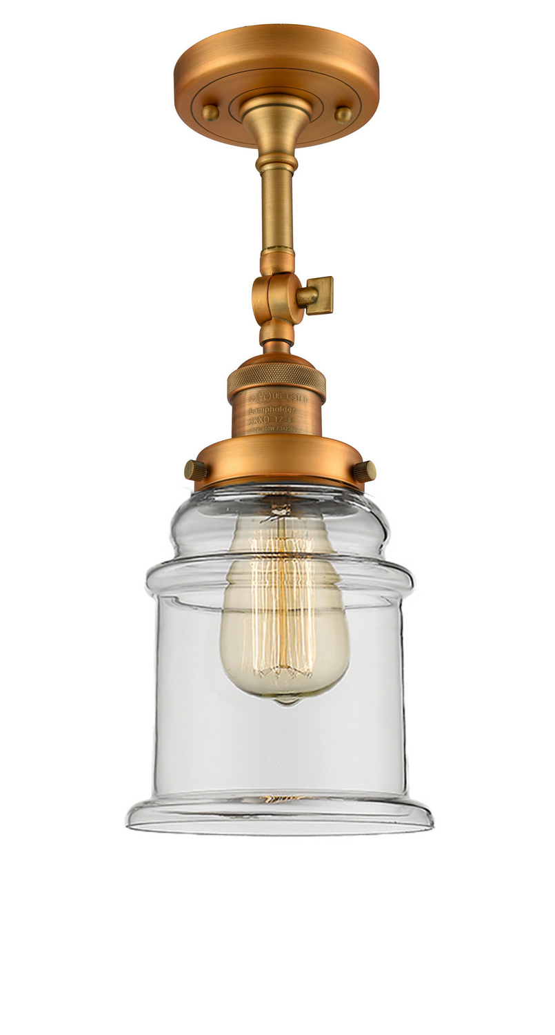 LED Semi-Flush Mount by Innovations - Franklin Restoration Collection, Brushed Brass Finish - 201F-BB-G182-LED