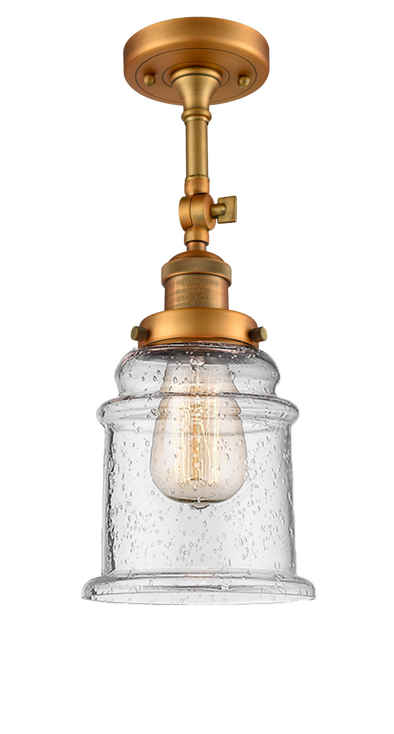 LED Semi-Flush Mount by Innovations - Franklin Restoration Collection, Brushed Brass Finish - 201F-BB-G184-LED