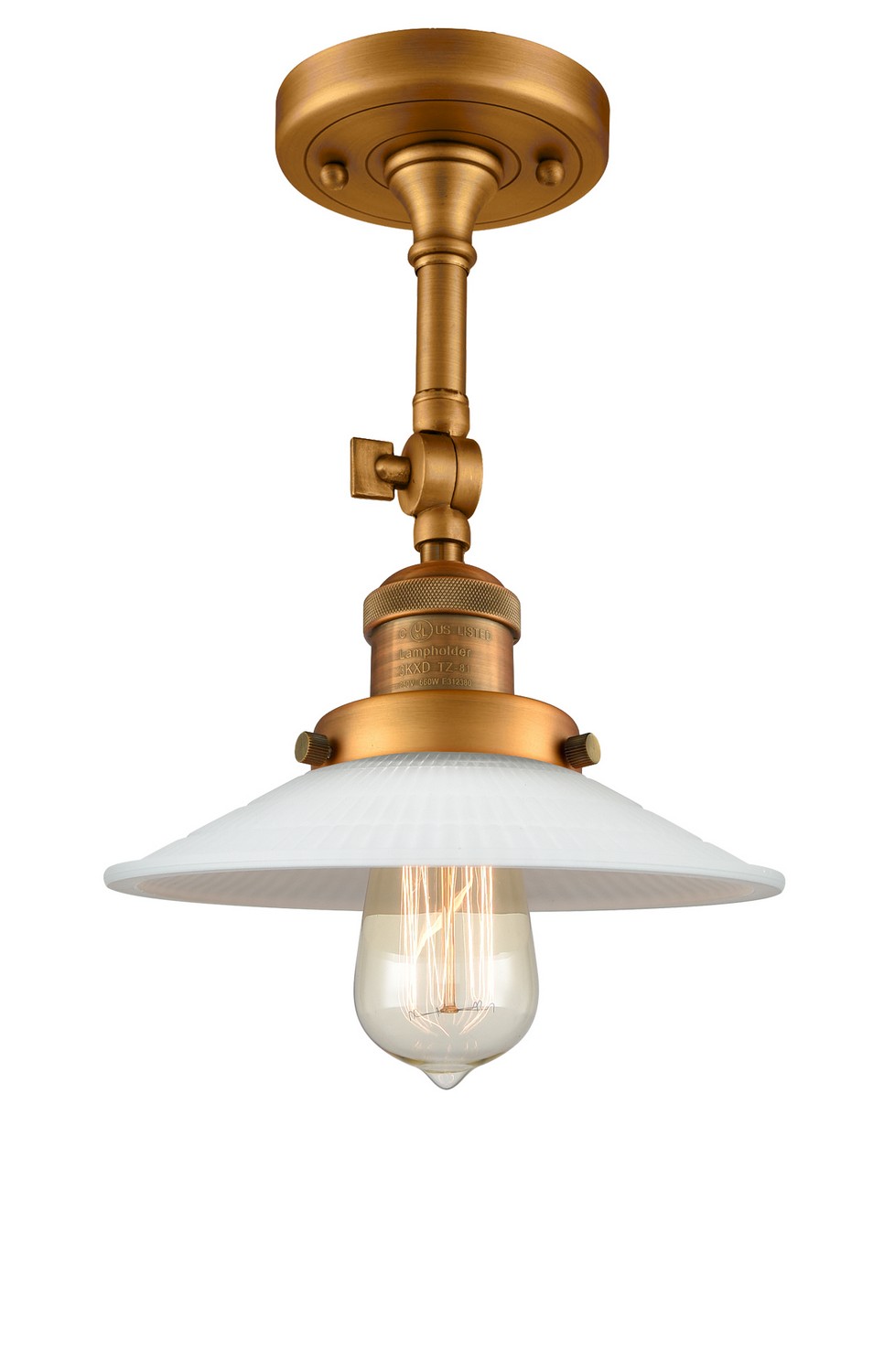 LED Semi-Flush Mount by Innovations - Franklin Restoration Collection, Brushed Brass Finish - 201F-BB-G1-LED