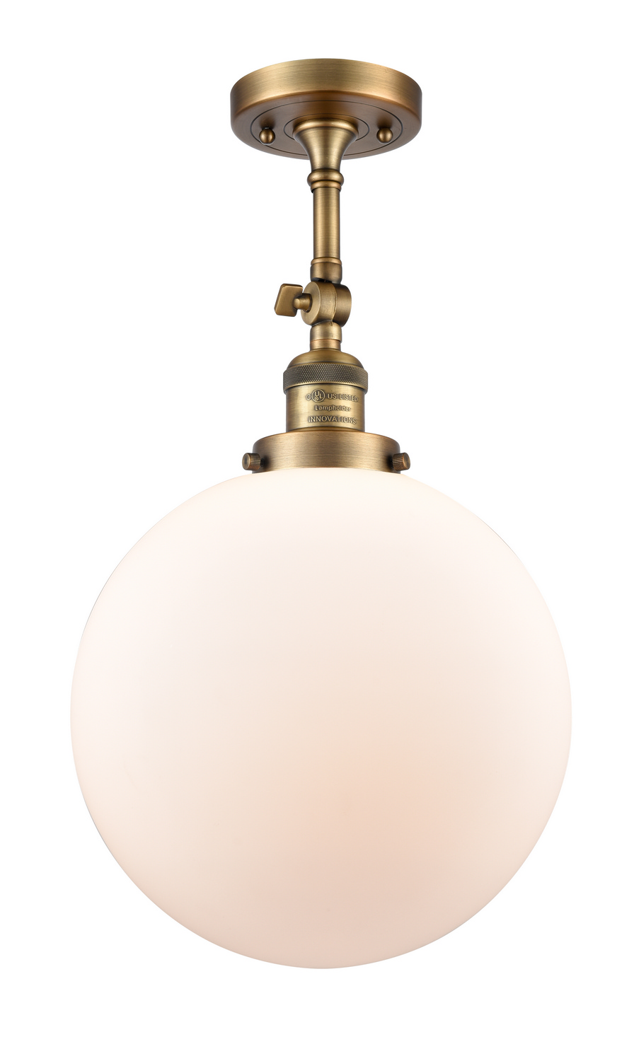One Light Semi-Flush Mount by Innovations - Franklin Restoration Collection, Brushed Brass Finish - 201F-BB-G201-12