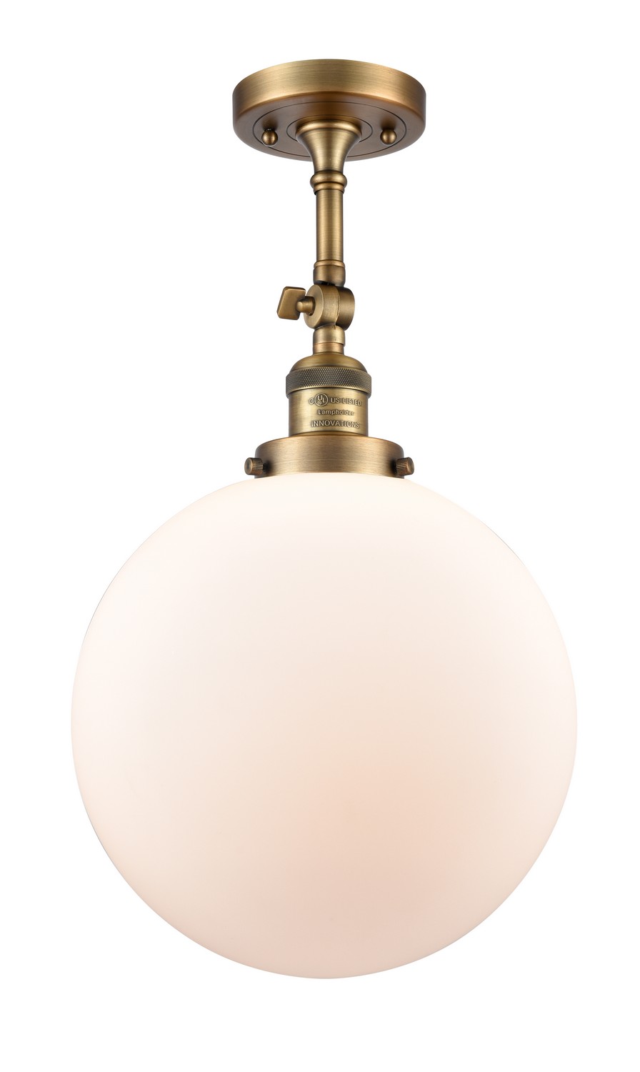 LED Semi-Flush Mount by Innovations - Franklin Restoration Collection, Brushed Brass Finish - 201F-BB-G201-12-LED