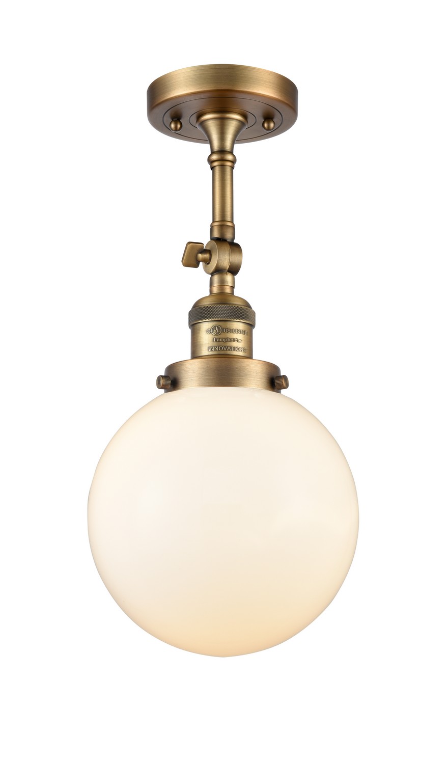 LED Semi-Flush Mount by Innovations - Franklin Restoration Collection, Brushed Brass Finish - 201F-BB-G201-8-LED