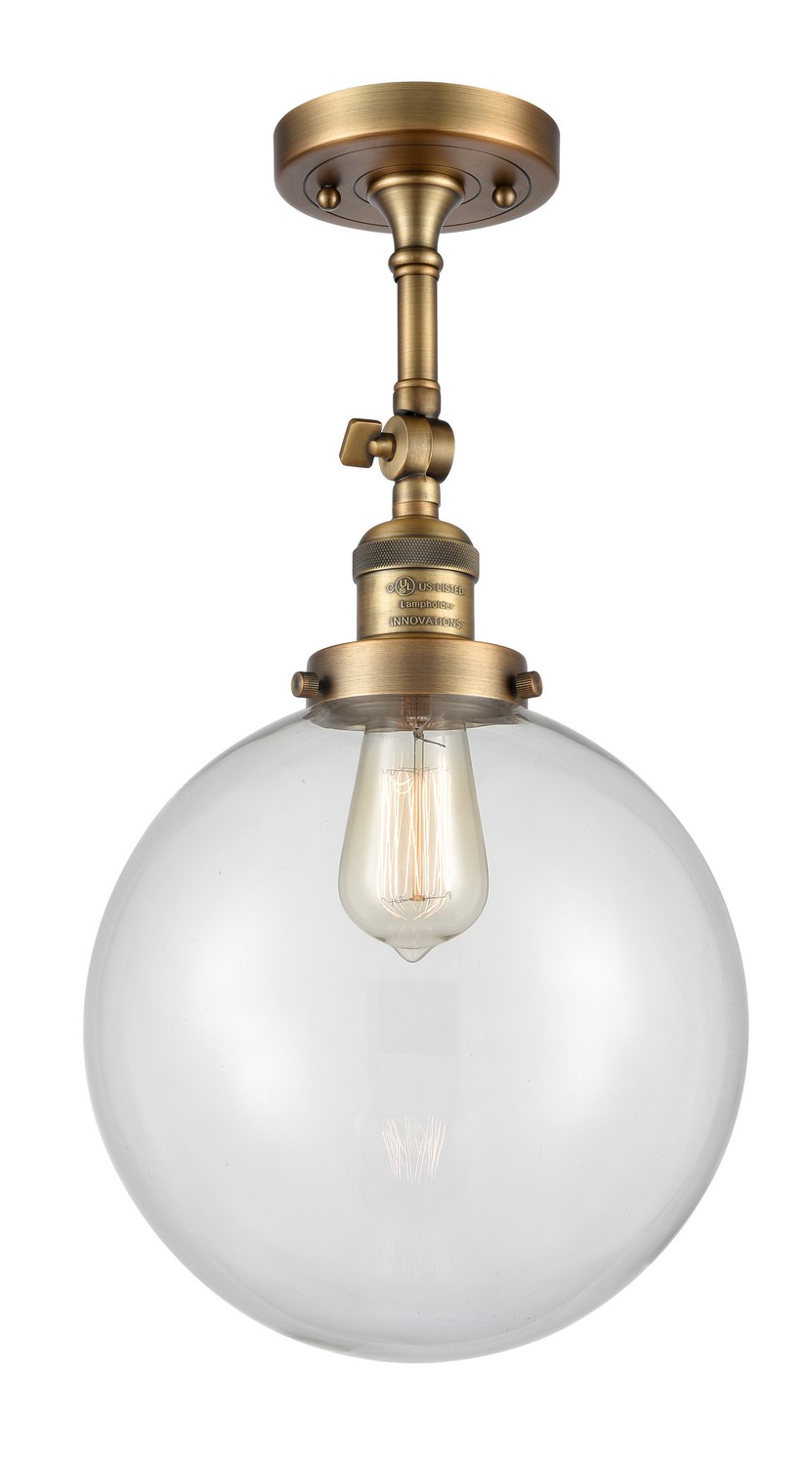 LED Semi-Flush Mount by Innovations - Franklin Restoration Collection, Brushed Brass Finish - 201F-BB-G202-10-LED
