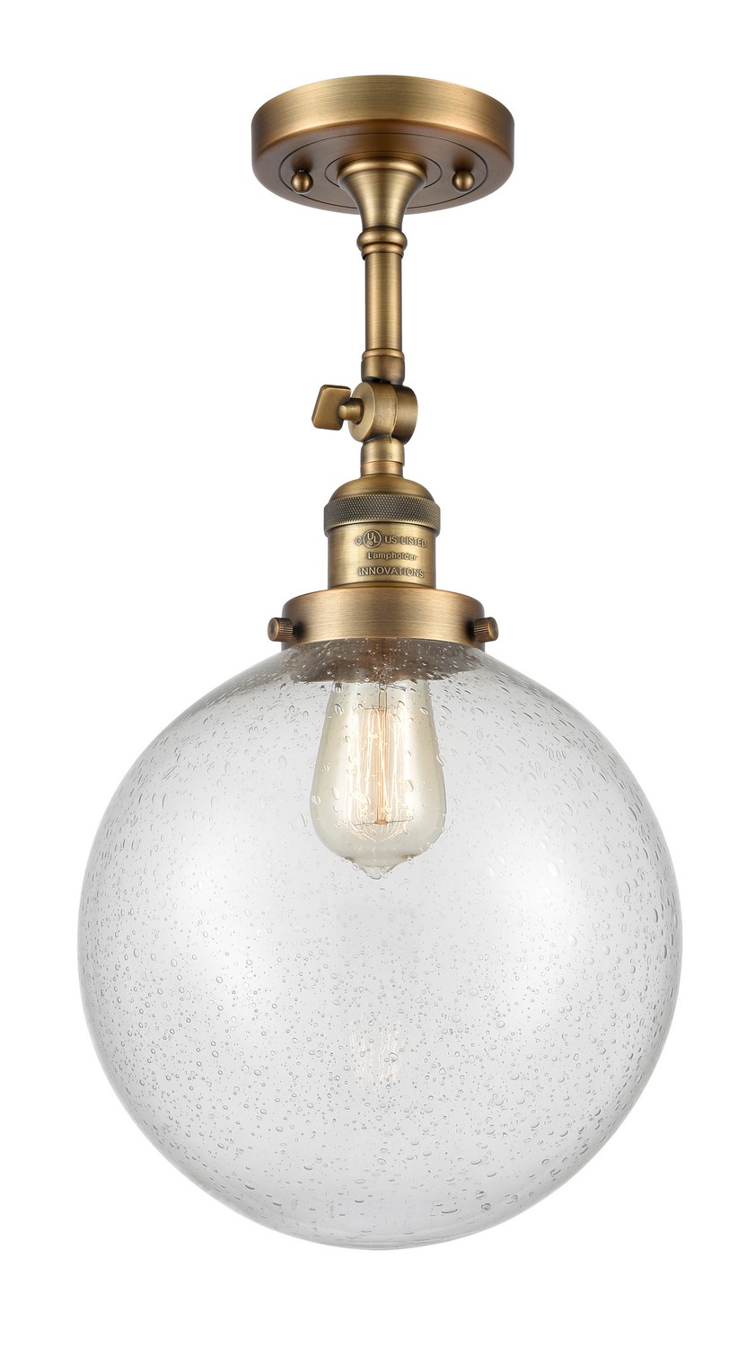 LED Semi-Flush Mount by Innovations - Franklin Restoration Collection, Brushed Brass Finish - 201F-BB-G204-10-LED