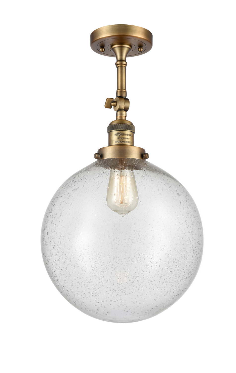 One Light Semi-Flush Mount by Innovations - Franklin Restoration Collection, Brushed Brass Finish - 201F-BB-G204-12