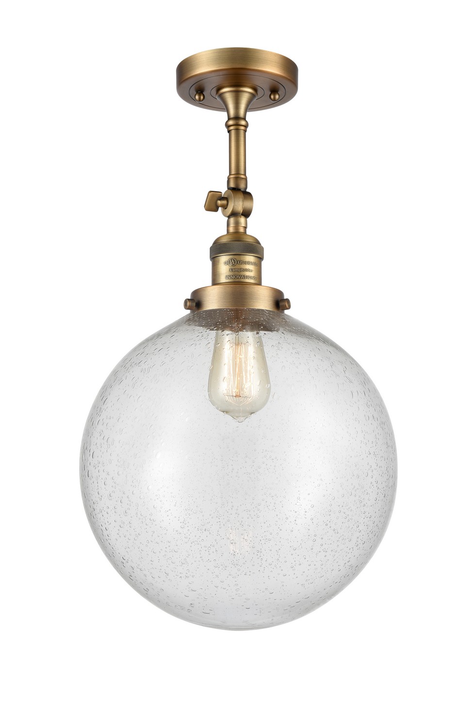 LED Semi-Flush Mount by Innovations - Franklin Restoration Collection, Brushed Brass Finish - 201F-BB-G204-12-LED