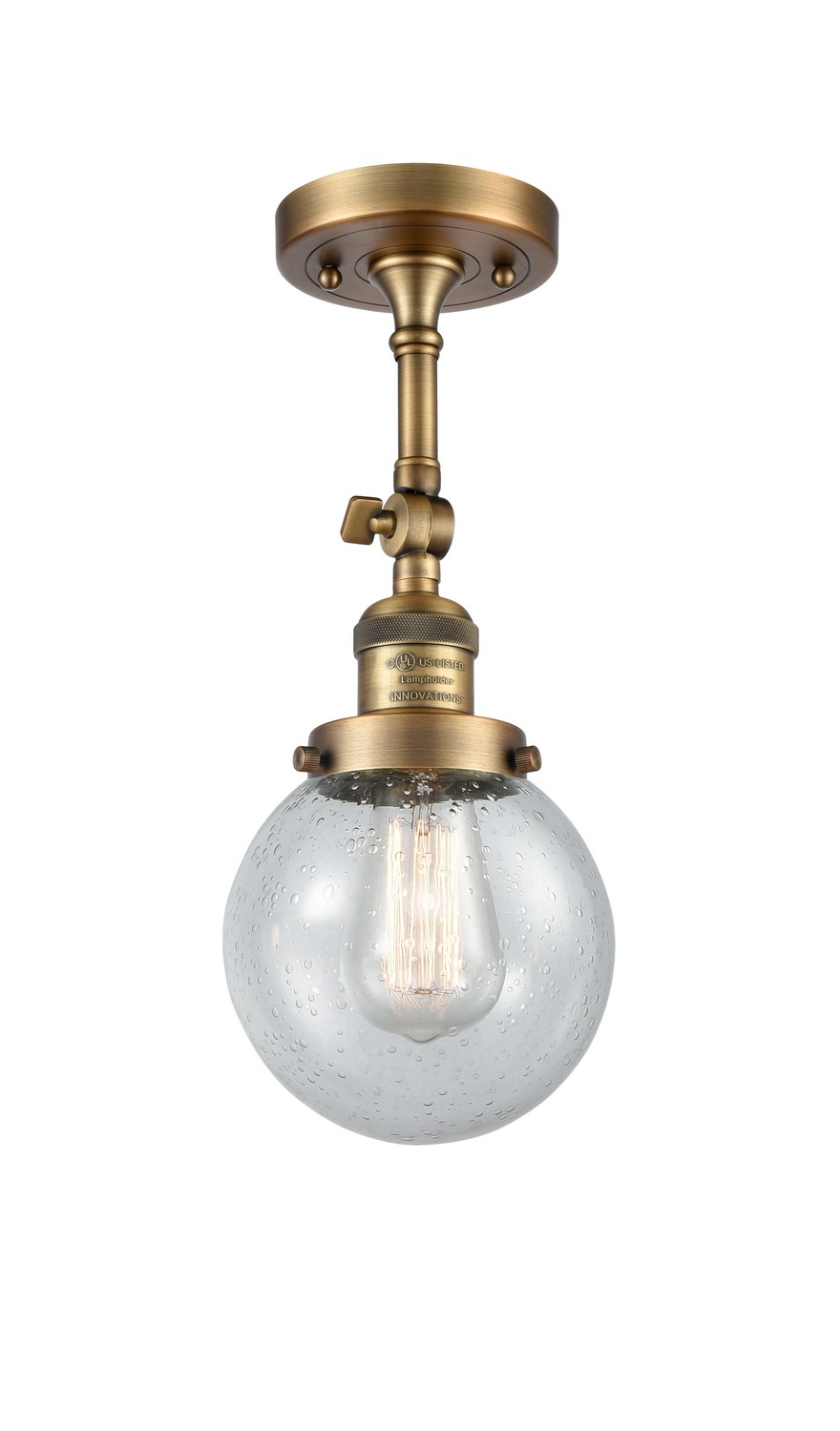 One Light Semi-Flush Mount by Innovations - Franklin Restoration Collection, Brushed Brass Finish - 201F-BB-G204-6