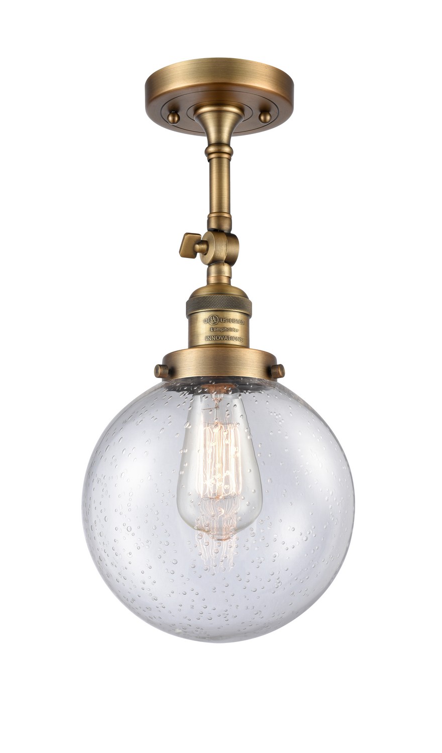 LED Semi-Flush Mount by Innovations - Franklin Restoration Collection, Brushed Brass Finish - 201F-BB-G204-8-LED
