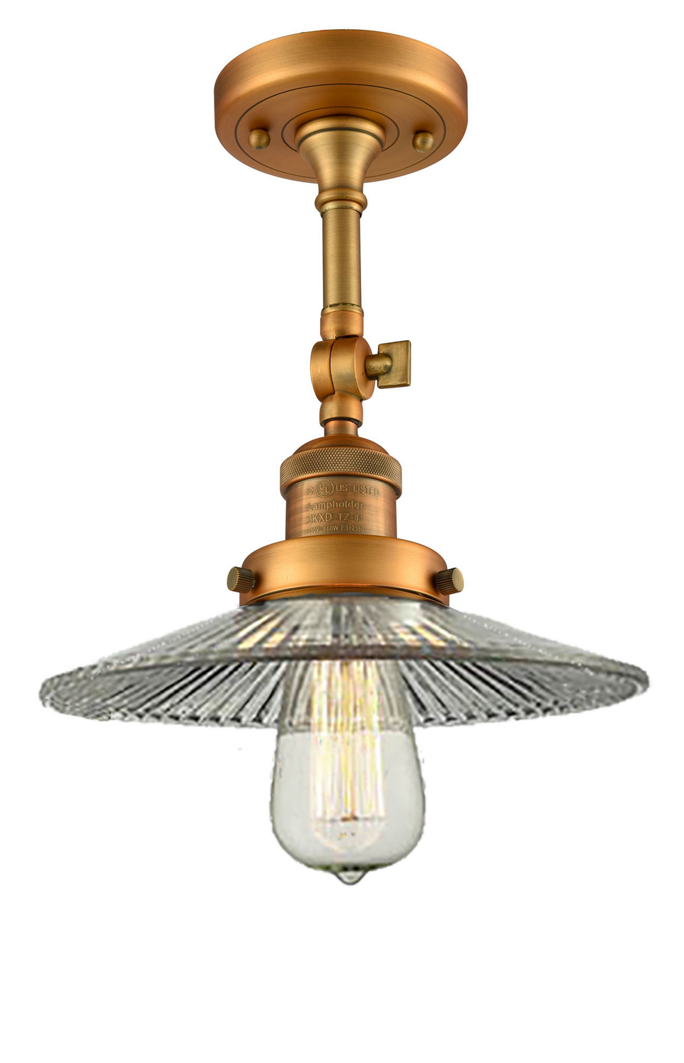 LED Semi-Flush Mount by Innovations - Franklin Restoration Collection, Brushed Brass Finish - 201F-BB-G2-LED
