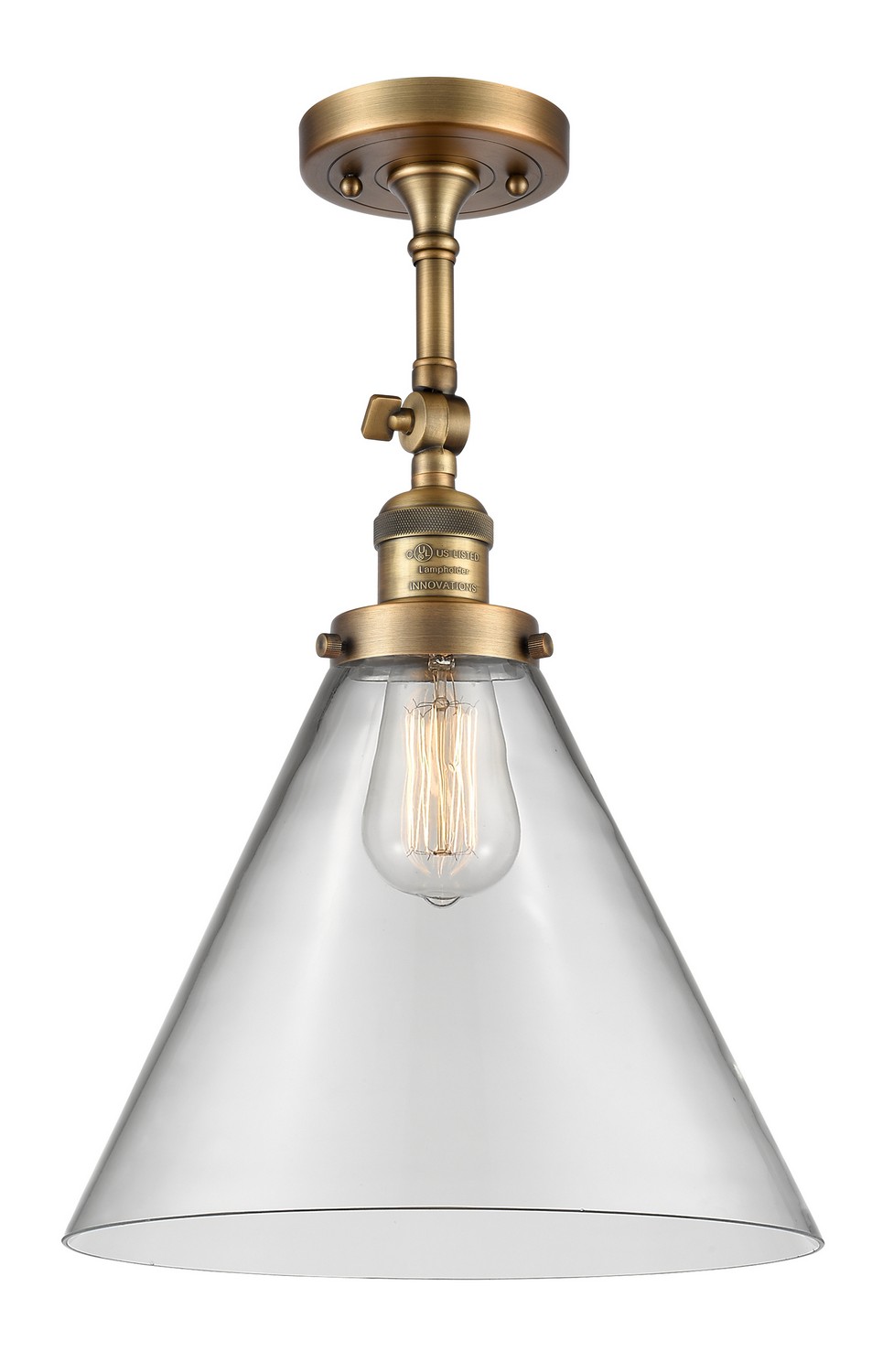 LED Semi-Flush Mount by Innovations - Franklin Restoration Collection, Brushed Brass Finish - 201F-BB-G42-L-LED
