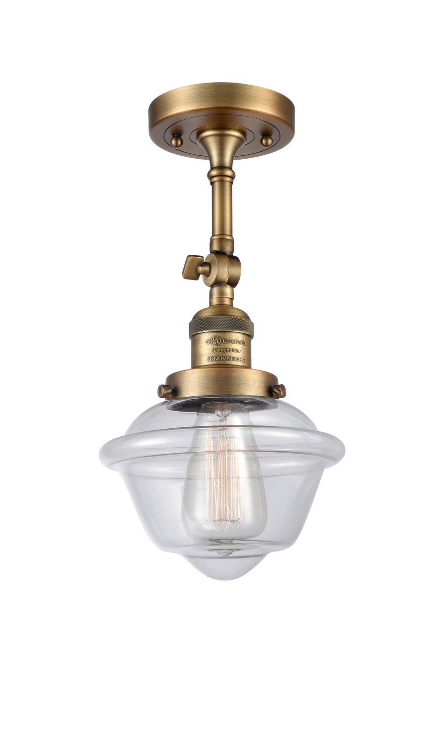LED Semi-Flush Mount by Innovations - Franklin Restoration Collection, Brushed Brass Finish - 201F-BB-G532-LED