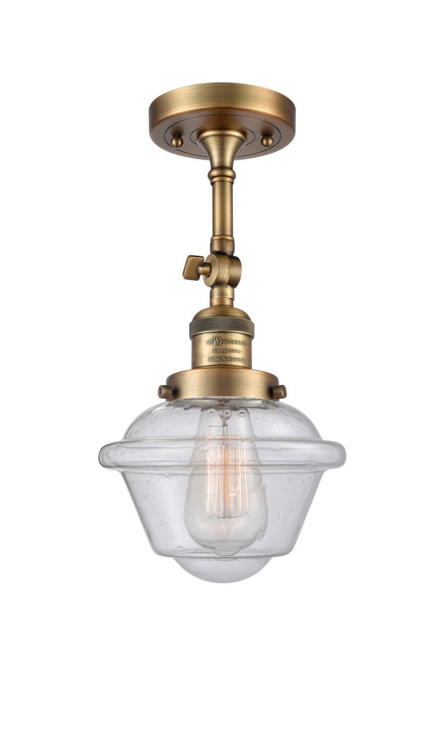One Light Semi-Flush Mount by Innovations - Franklin Restoration Collection, Brushed Brass Finish - 201F-BB-G534