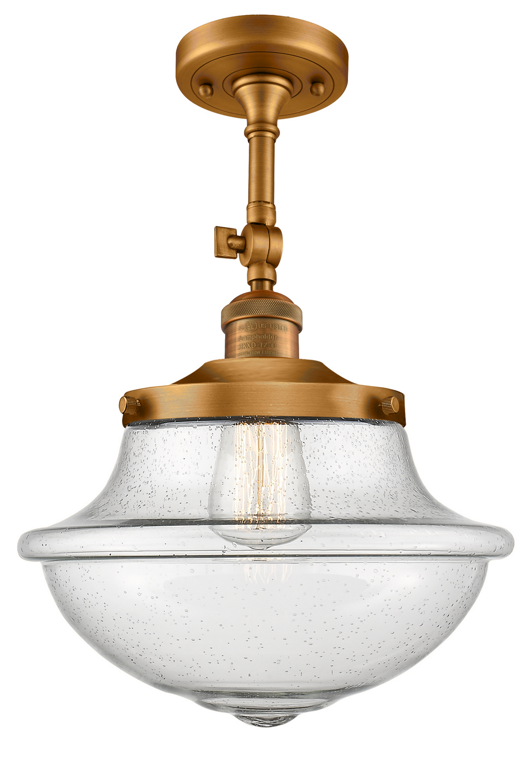 One Light Semi-Flush Mount by Innovations - Franklin Restoration Collection, Brushed Brass Finish - 201F-BB-G544
