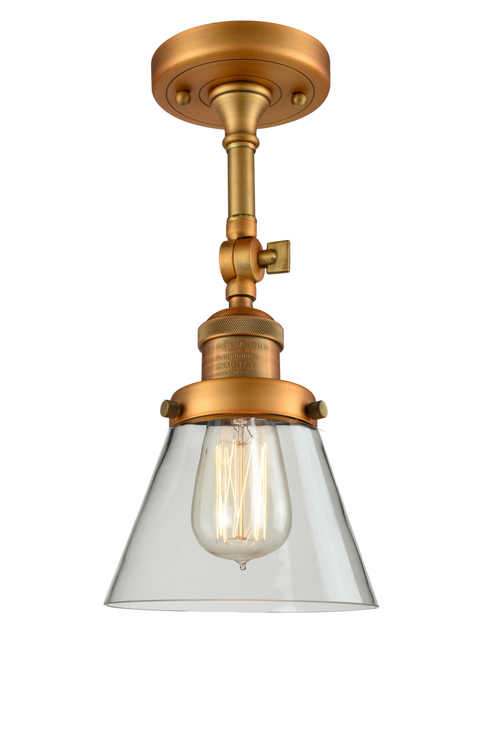 LED Semi-Flush Mount by Innovations - Franklin Restoration Collection, Brushed Brass Finish - 201F-BB-G62-LED