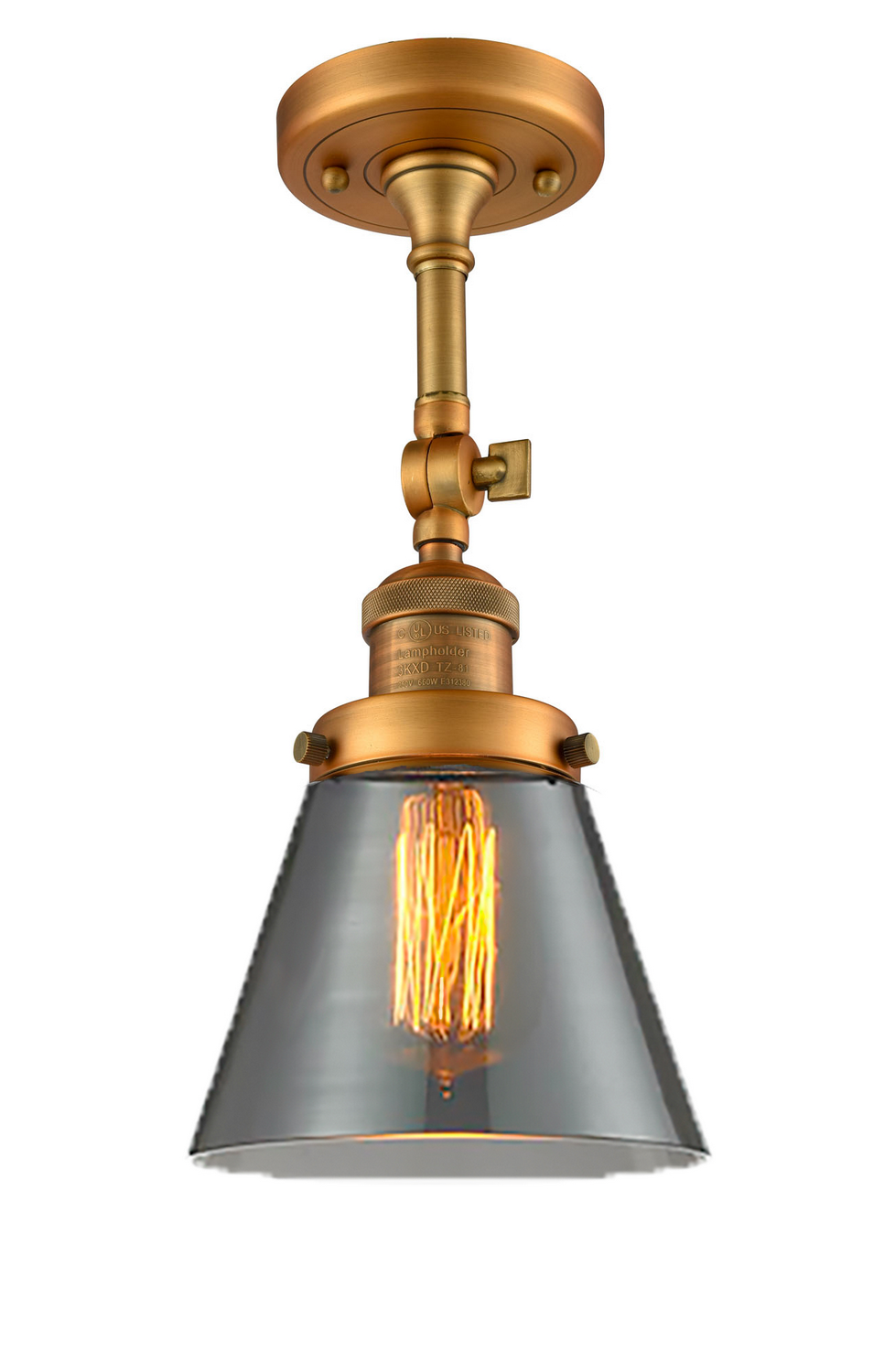 LED Semi-Flush Mount by Innovations - Franklin Restoration Collection, Brushed Brass Finish - 201F-BB-G63-LED