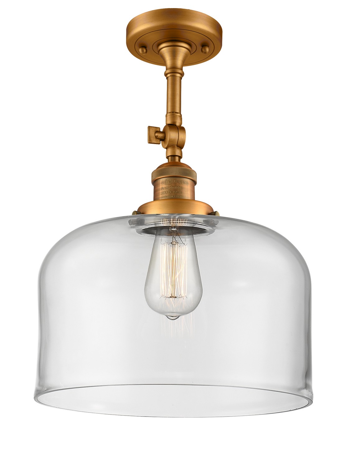 One Light Semi-Flush Mount by Innovations - Franklin Restoration Collection, Brushed Brass Finish - 201F-BB-G72-L