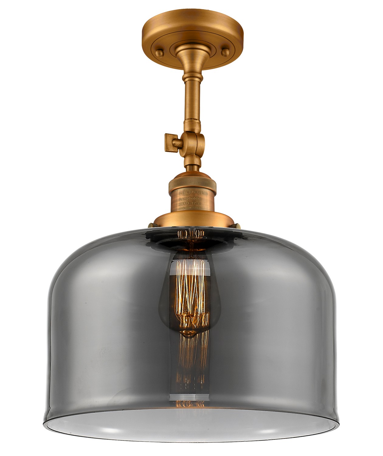 LED Semi-Flush Mount by Innovations - Franklin Restoration Collection, Brushed Brass Finish - 201F-BB-G73-L-LED