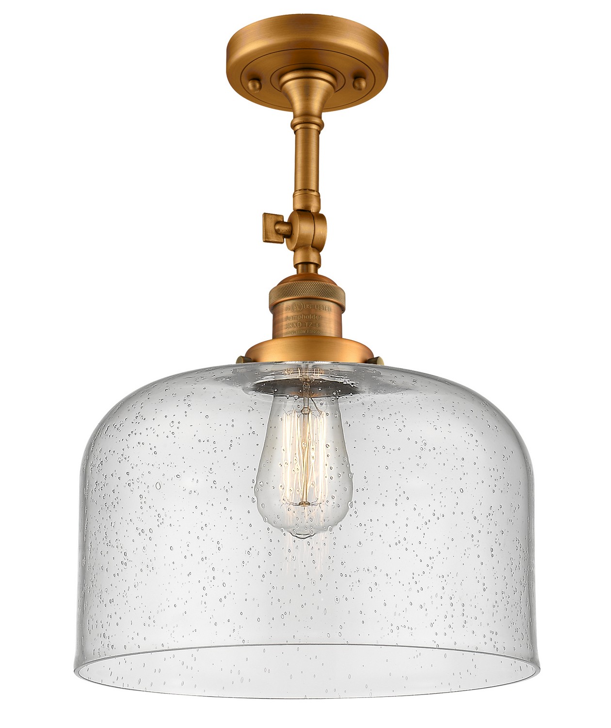 LED Semi-Flush Mount by Innovations - Franklin Restoration Collection, Brushed Brass Finish - 201F-BB-G74-L-LED