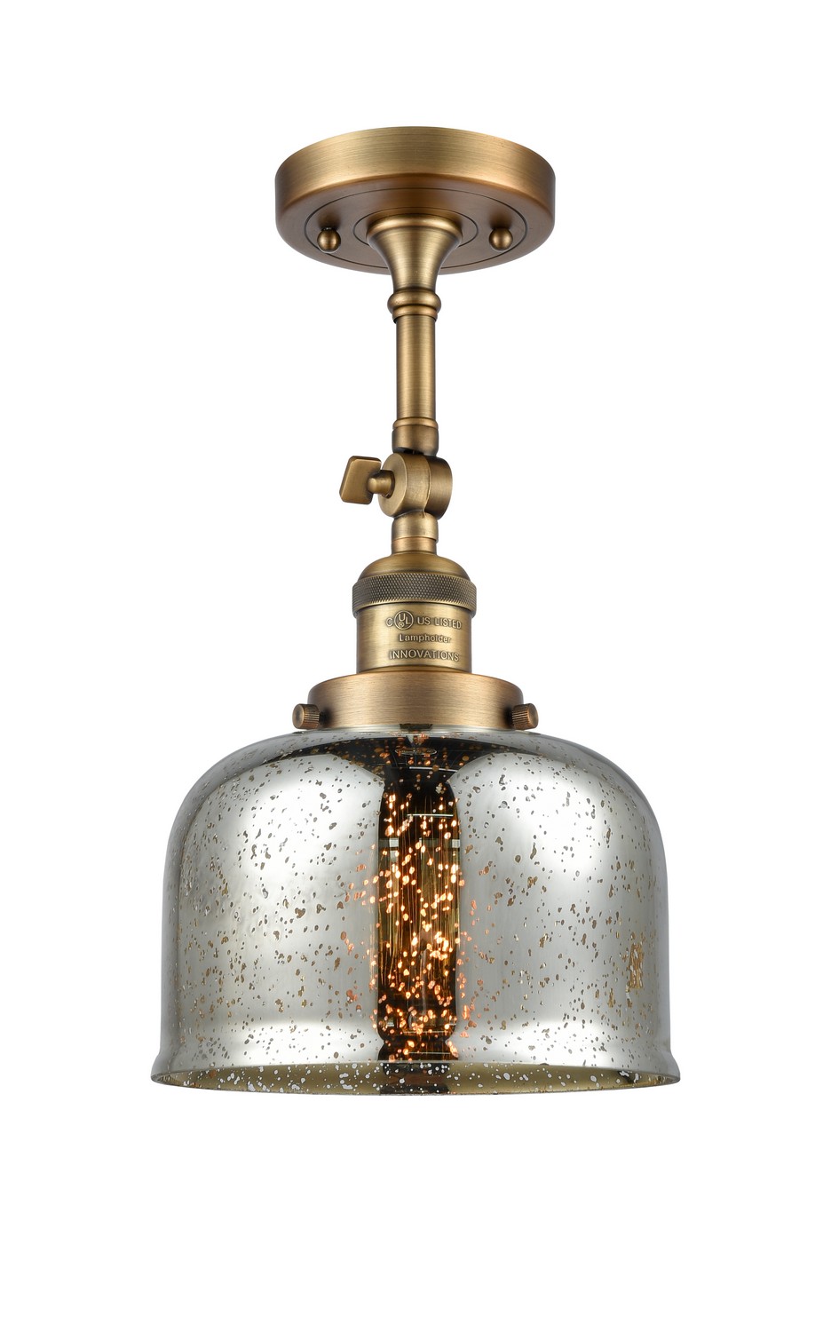 One Light Semi-Flush Mount by Innovations - Franklin Restoration Collection, Brushed Brass Finish - 201F-BB-G78