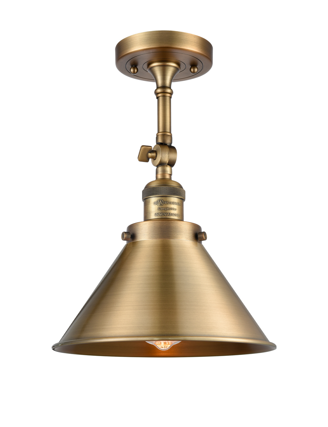 One Light Semi-Flush Mount by Innovations - Franklin Restoration Collection, Brushed Brass Finish - 201F-BB-M10-BB