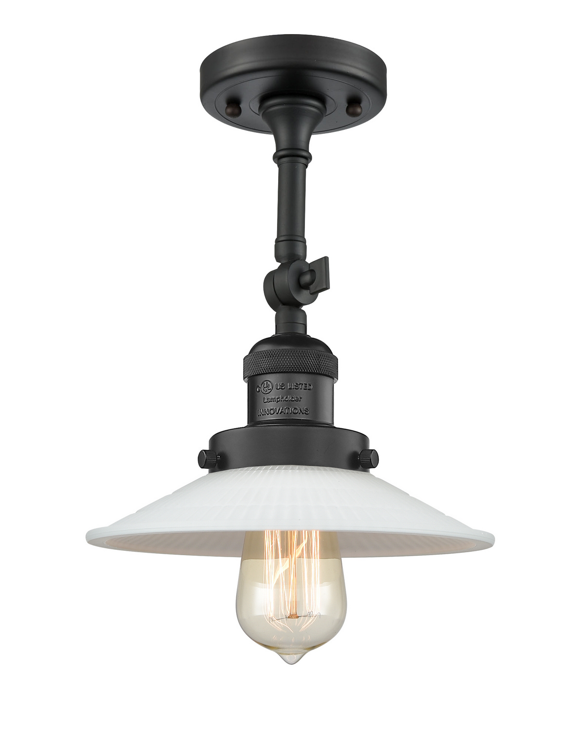 One Light Semi-Flush Mount by Innovations - Franklin Restoration Collection, Matte Black Finish - 201F-BK-G1