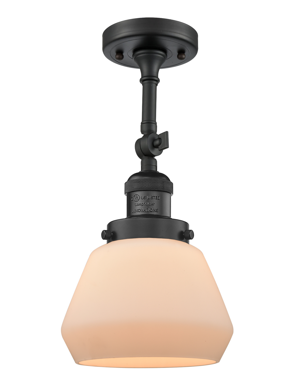 One Light Semi-Flush Mount by Innovations - Franklin Restoration Collection, Matte Black Finish - 201F-BK-G171