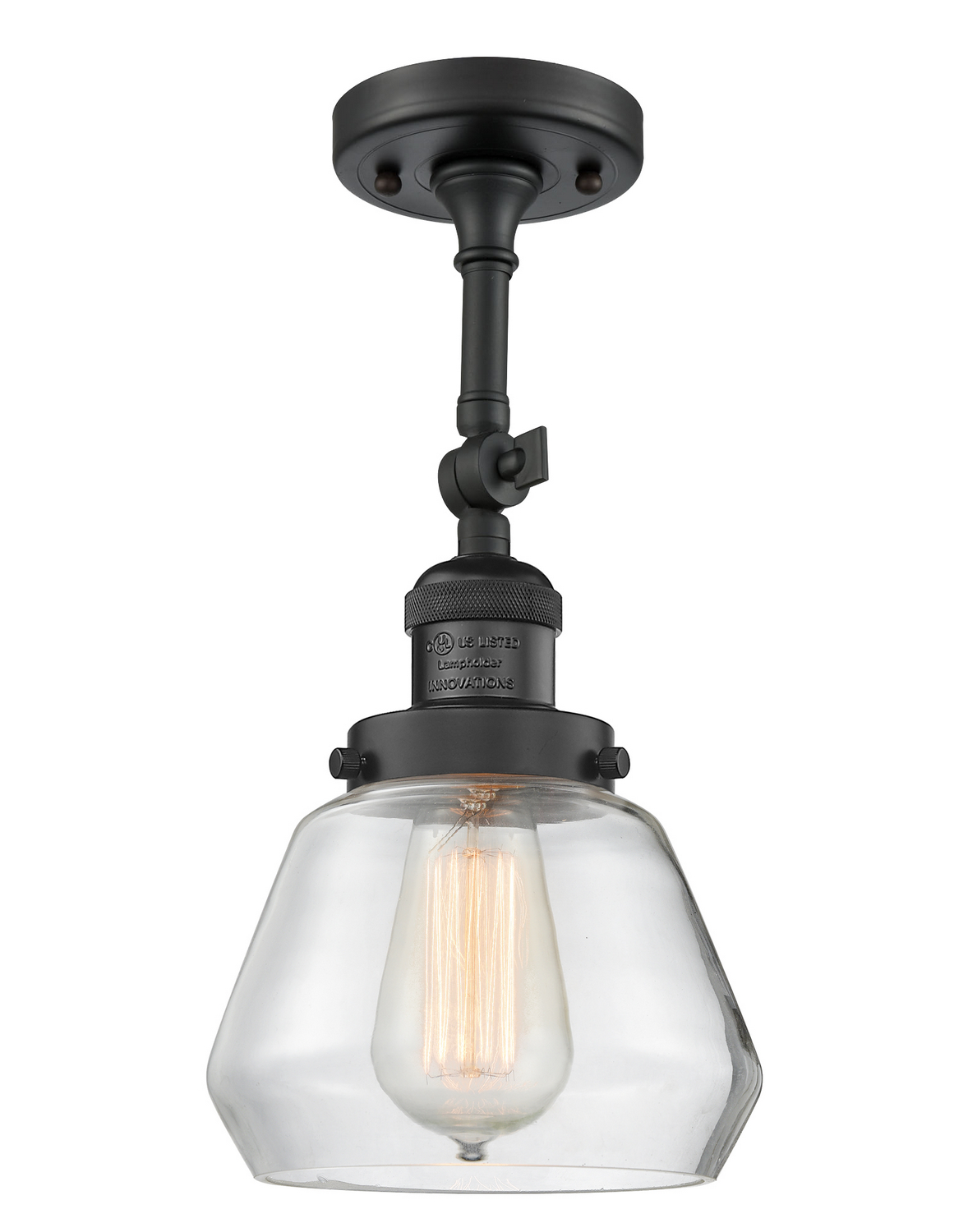 One Light Semi-Flush Mount by Innovations - Franklin Restoration Collection, Matte Black Finish - 201F-BK-G172