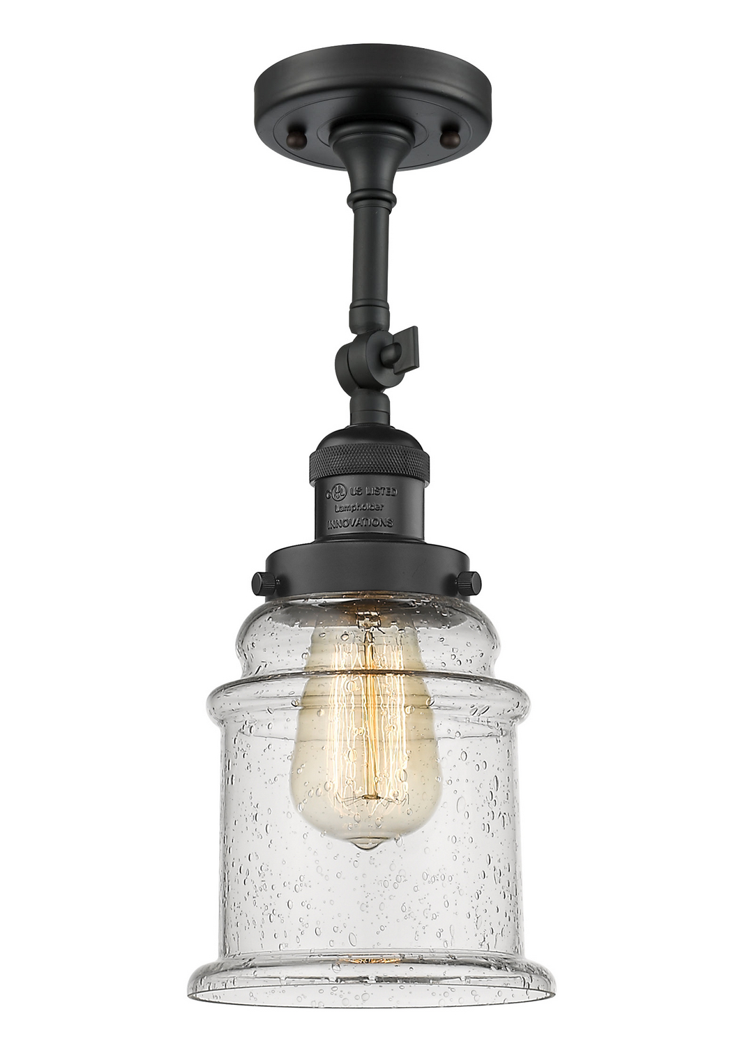 LED Semi-Flush Mount by Innovations - Franklin Restoration Collection, Matte Black Finish - 201F-BK-G184-LED