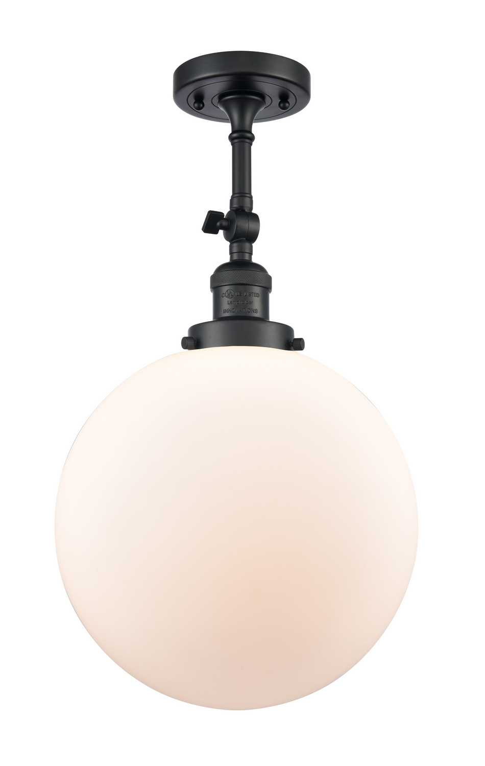 One Light Semi-Flush Mount by Innovations - Franklin Restoration Collection, Matte Black Finish - 201F-BK-G201-12