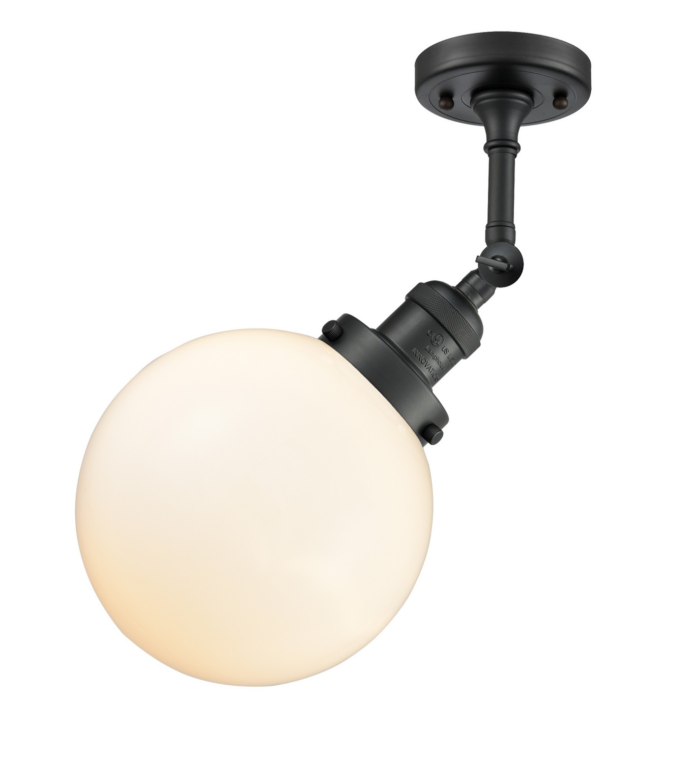 One Light Semi-Flush Mount by Innovations - Franklin Restoration Collection, Matte Black Finish - 201F-BK-G201-8