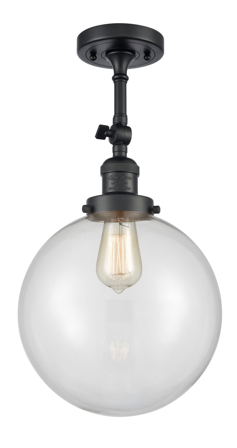 LED Semi-Flush Mount by Innovations - Franklin Restoration Collection, Matte Black Finish - 201F-BK-G202-10-LED