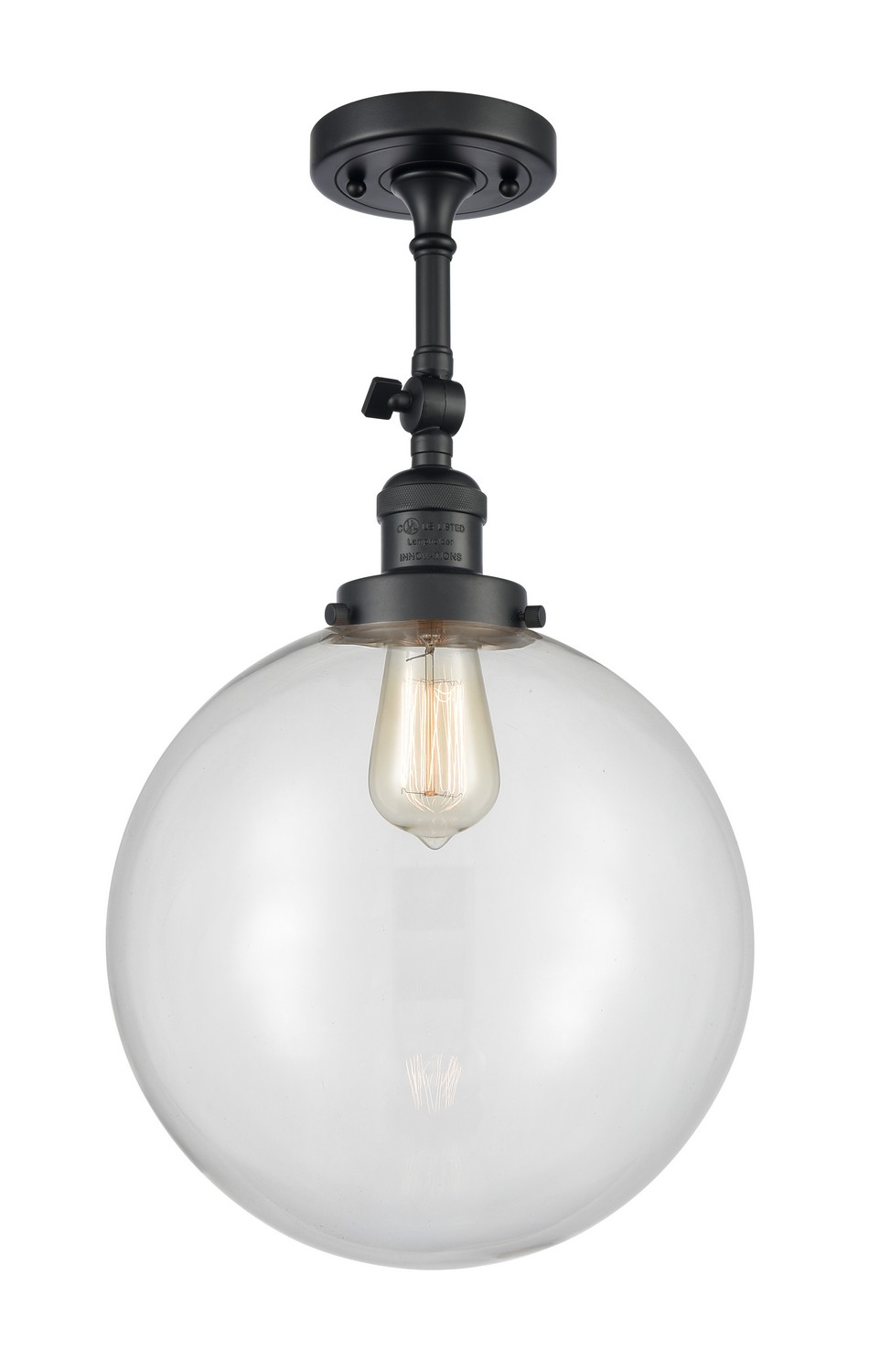 LED Semi-Flush Mount by Innovations - Franklin Restoration Collection, Matte Black Finish - 201F-BK-G202-12-LED
