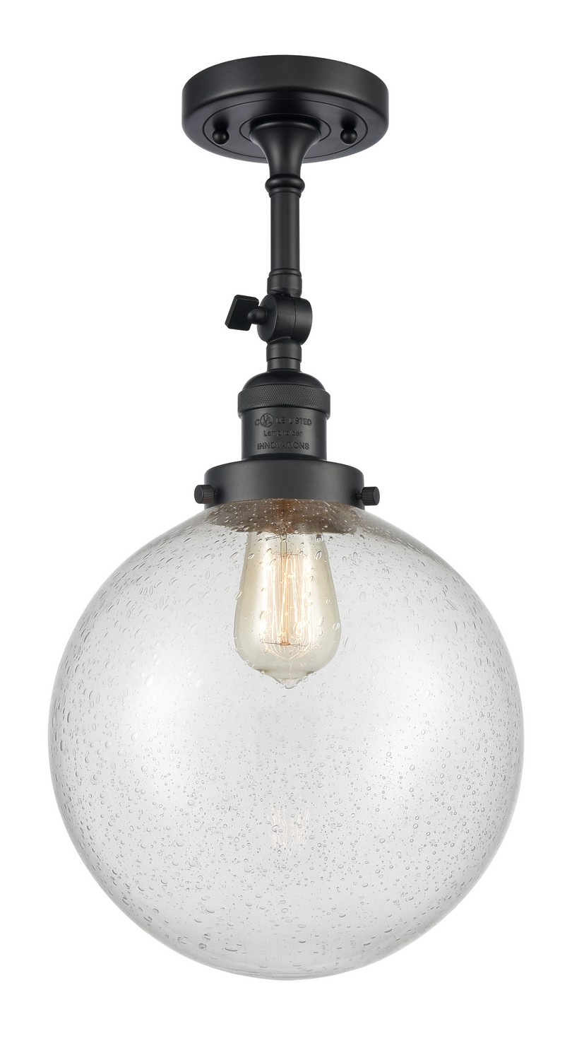 LED Semi-Flush Mount by Innovations - Franklin Restoration Collection, Matte Black Finish - 201F-BK-G204-10-LED