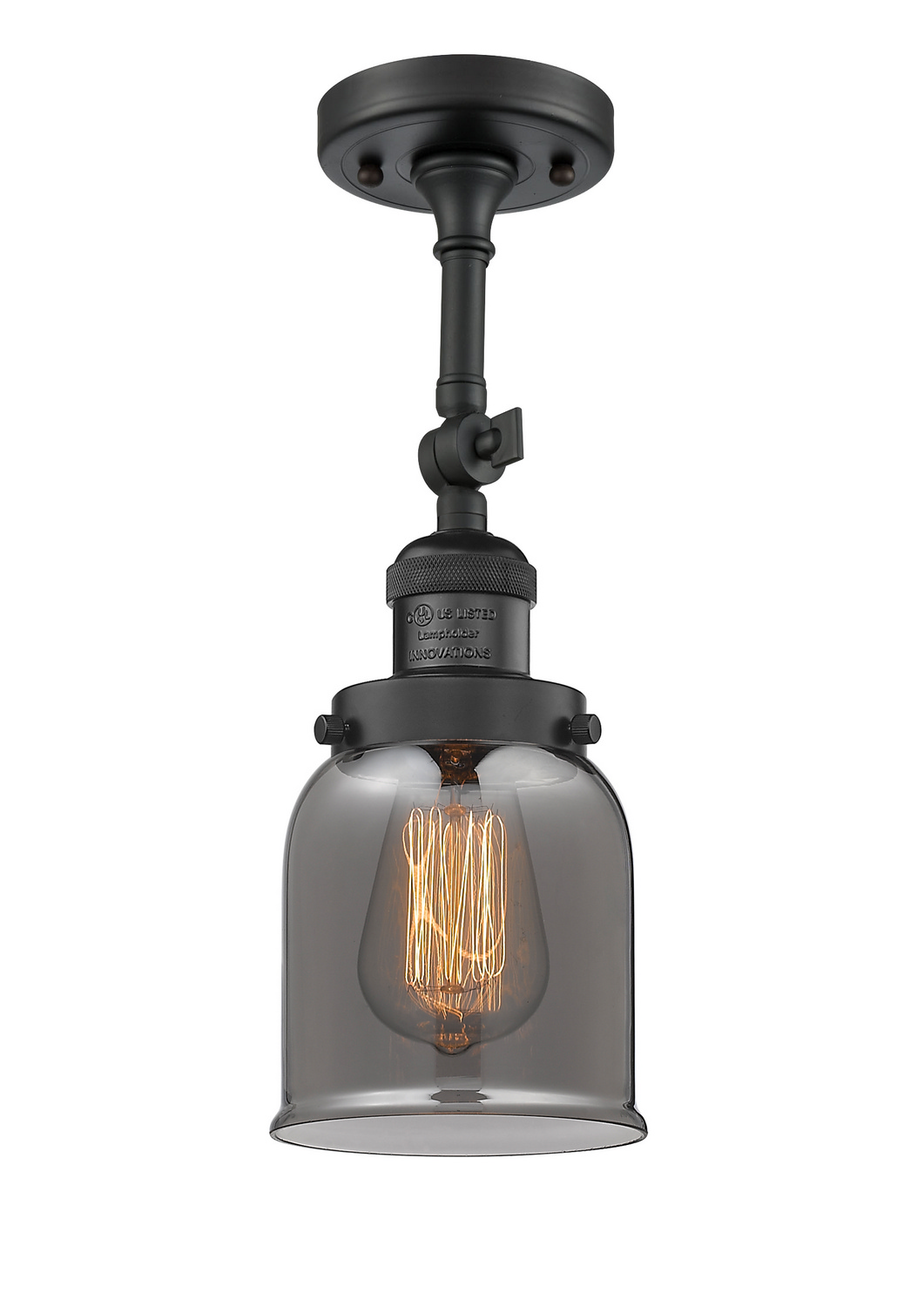 One Light Semi-Flush Mount by Innovations - Franklin Restoration Collection, Matte Black Finish - 201F-BK-G53