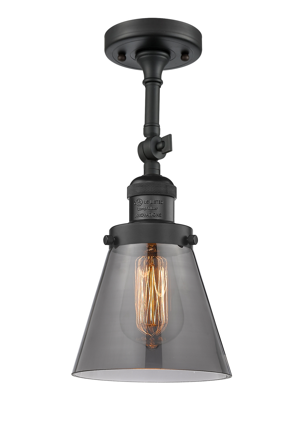 LED Semi-Flush Mount by Innovations - Franklin Restoration Collection, Matte Black Finish - 201F-BK-G63-LED