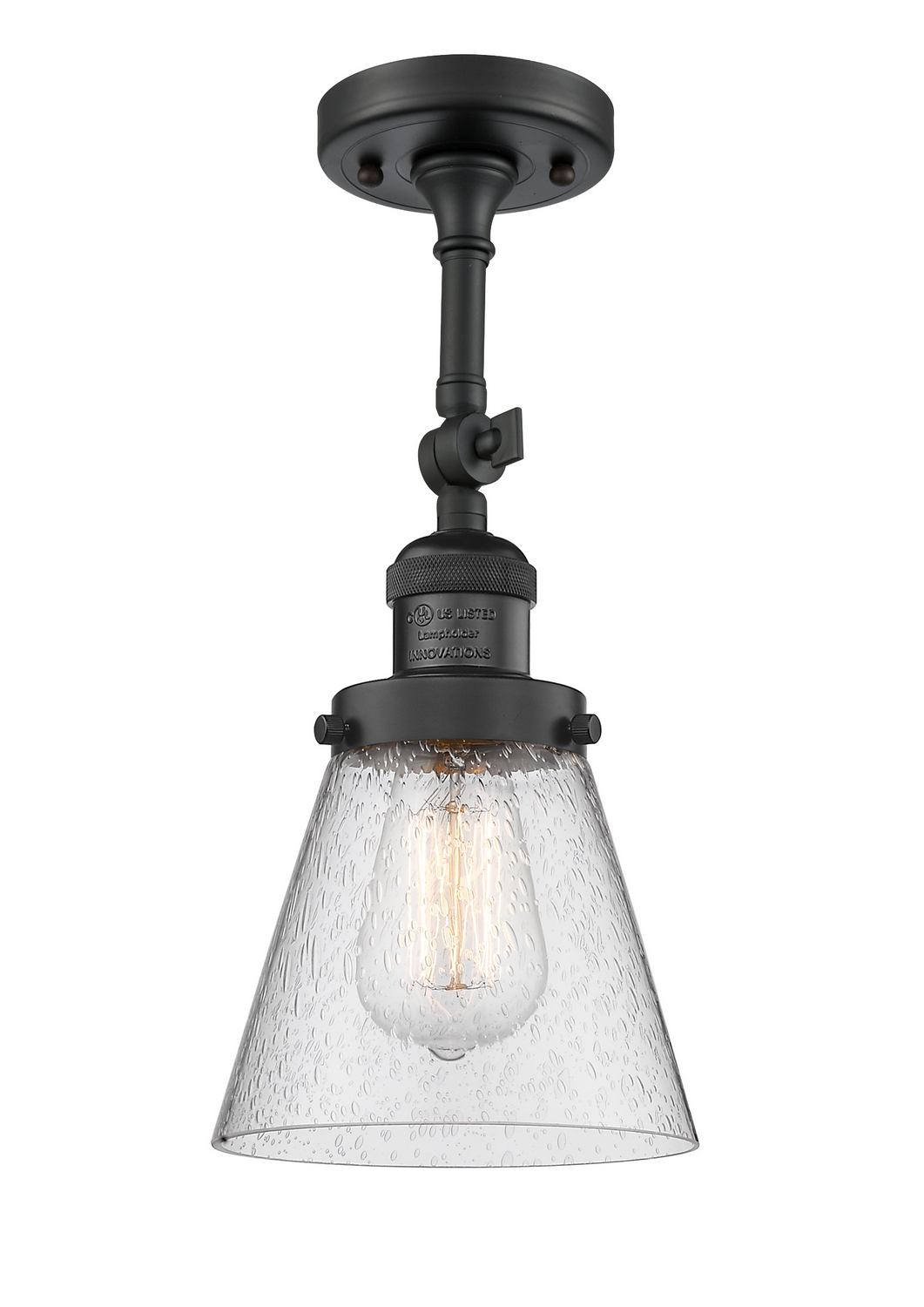 LED Semi-Flush Mount by Innovations - Franklin Restoration Collection, Matte Black Finish - 201F-BK-G64-LED